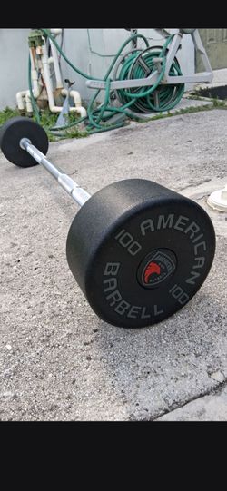 100lb Solid Rubber Coated Fixed Straight Barbell