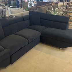 🦋Showroom,Fast Delivery, Finance,Web🦋PullOut Sleeper Sectional Sofa Comfortable Couch Black