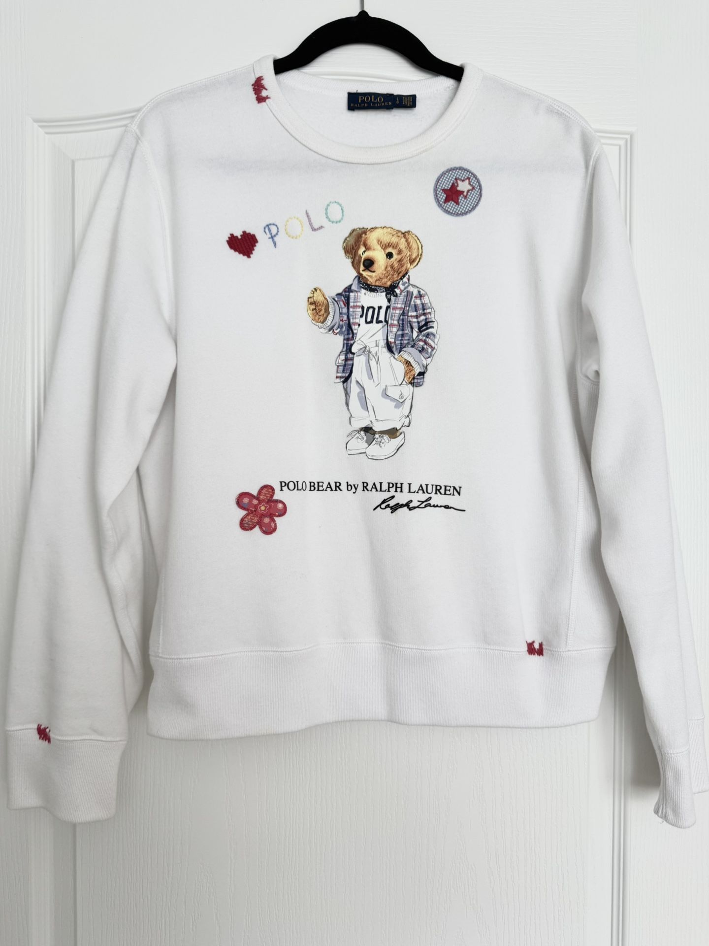 POLO RALPH LAUREN ICONIC BEAR SWEATSHIRT WOMENS EMBROIDERED