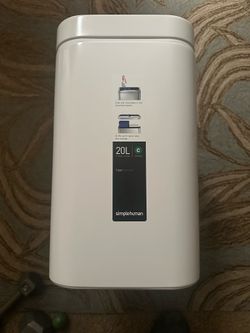 simplehuman 20 Liter / 5.3 Gallon Dual Compartment Slim Open Top Recycling Trash Can, Commercial Grade Heavy Gauge White Stainless Steel