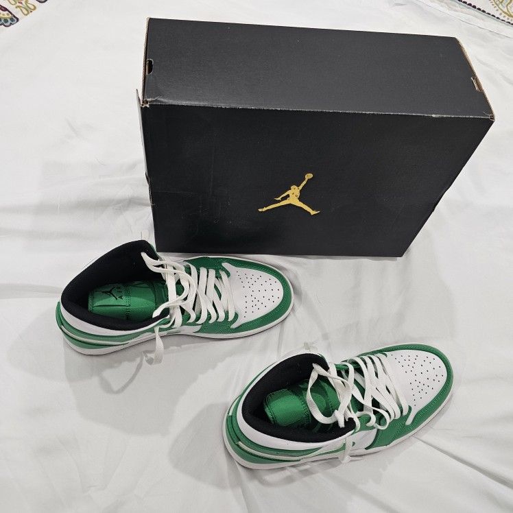 Air Jordan 1 Mid Size 7 Lucky Green/Black-White