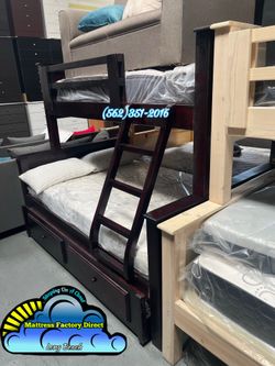 Twin full bunk bed with trundle new cama con colchones