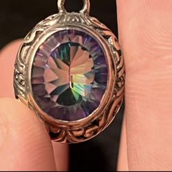 Sterling Silver with Genuine Mystic Topaz NEW Pendent