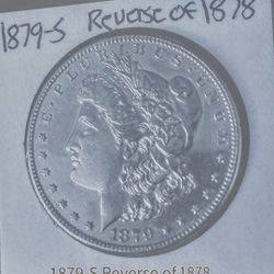 1879-S Morgan Silver Dollar Reverse Of 1878, Uncirculated Details, Breast Feathering, Key Date, Harder-Find In This Condition..