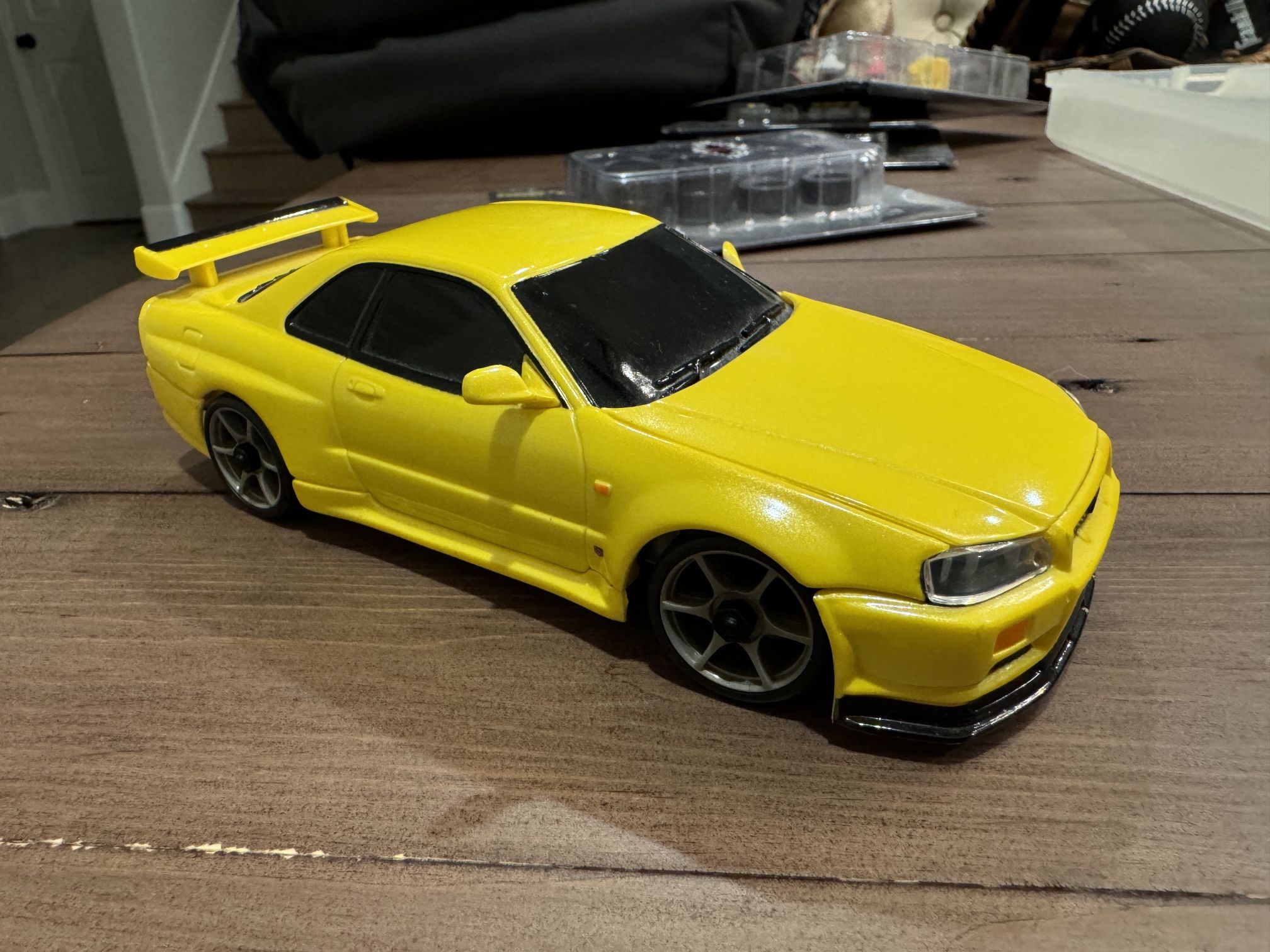 Nissan R34 Skyline Yellow Xmods Radio Shack RC Car With Extras for