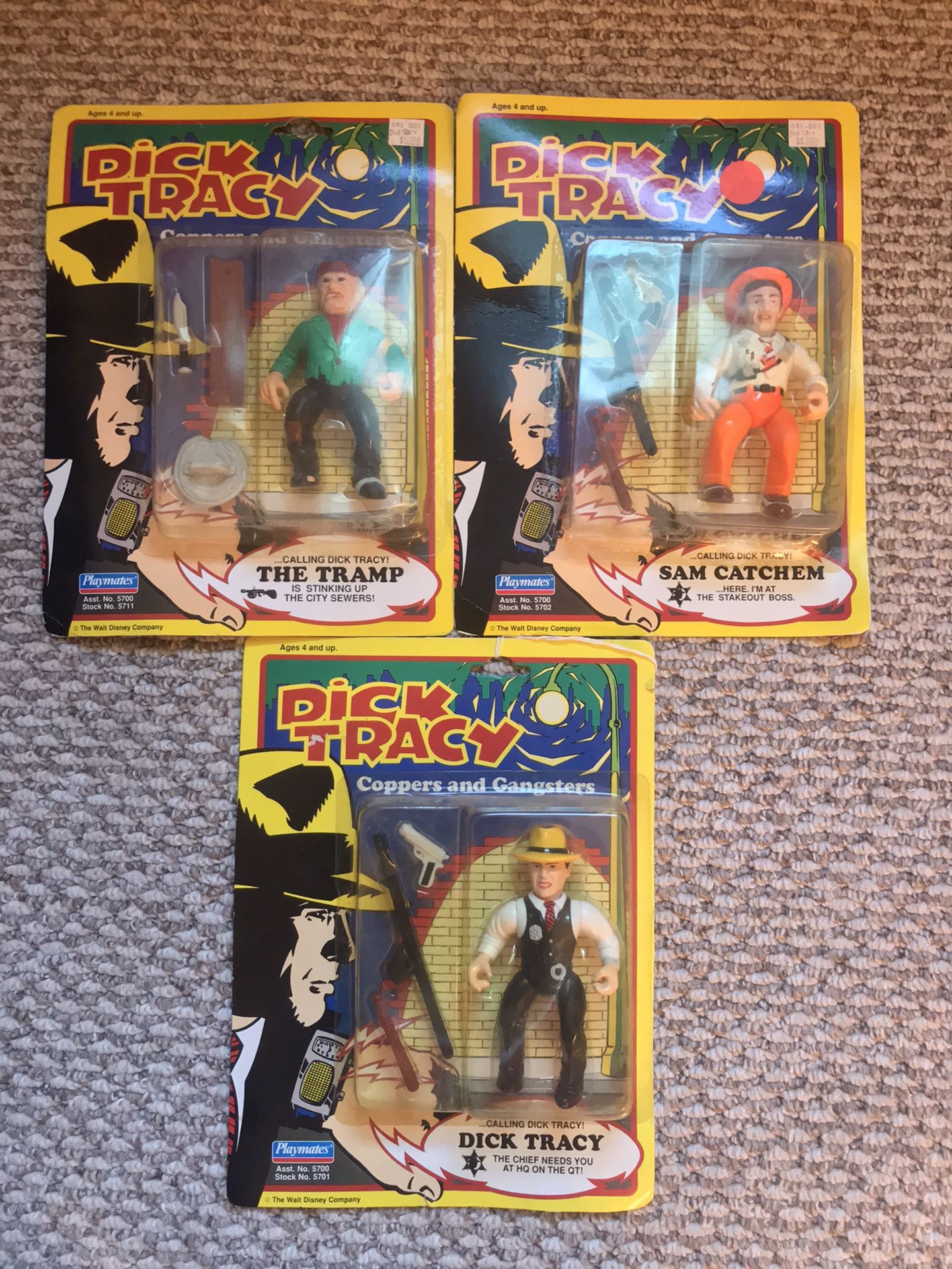 Vintage Lot Of 3 Dick Tracy Action Figures