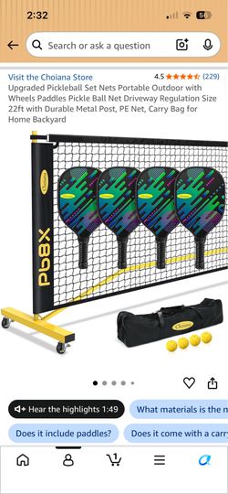 Portable pickleball net