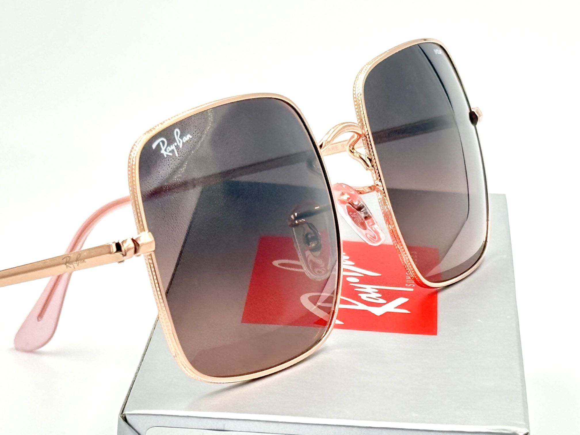 Ray Ban 1971 Sunglasses Oversized Square Frame Rose Gradient 