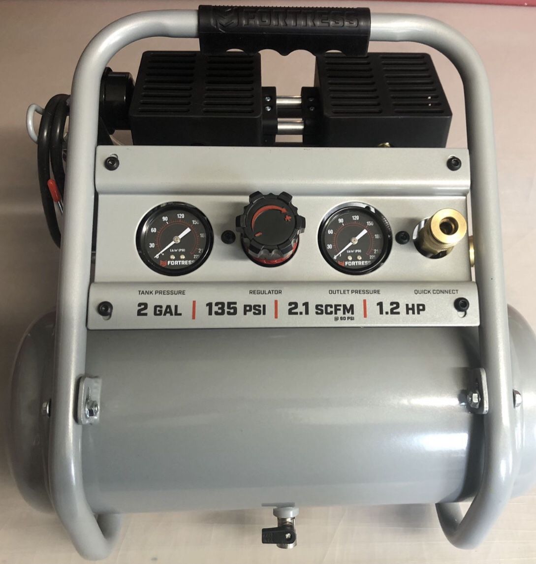 Fortress 2 Gallon 135 PSI Ultra Quiet Hand Carry Jobsite Air Compressor