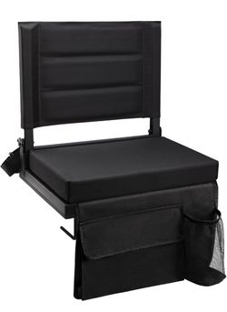 BRAND NEW! Black Padded Stadium Seat with Storage