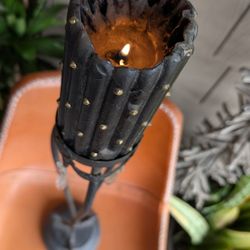 Candle & Holder Black Candleholder Wrought Iron Style Floor Stand 