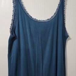 Navy Teal Cluny lace Tank Top