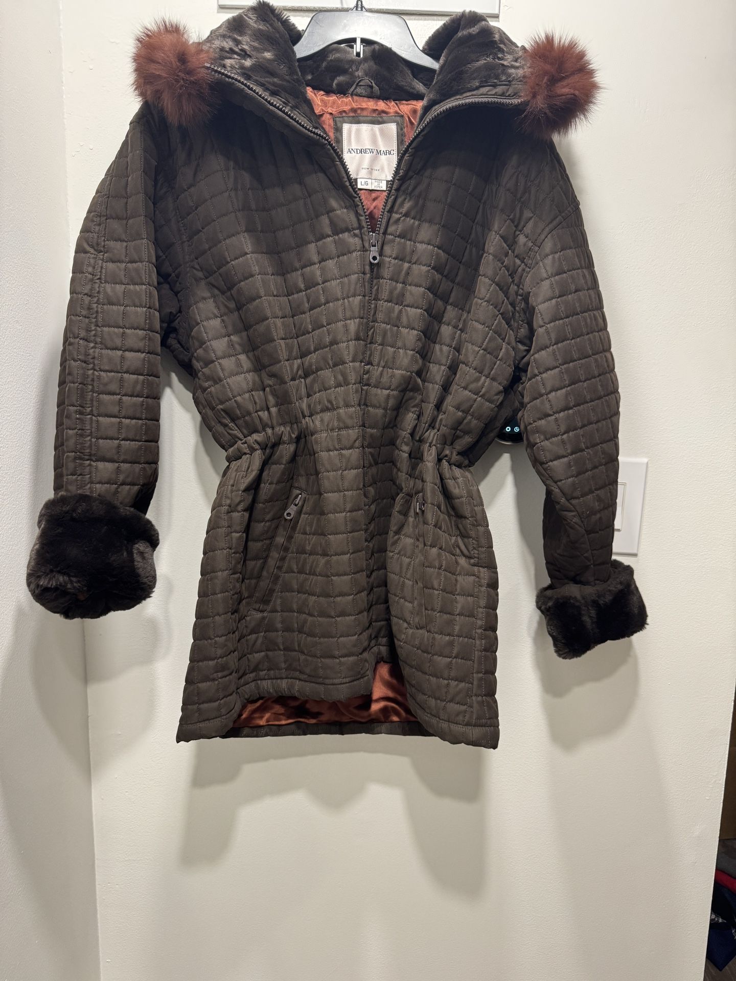 Andrew Marc Quilted Parka with Faux Fur Trim Listing