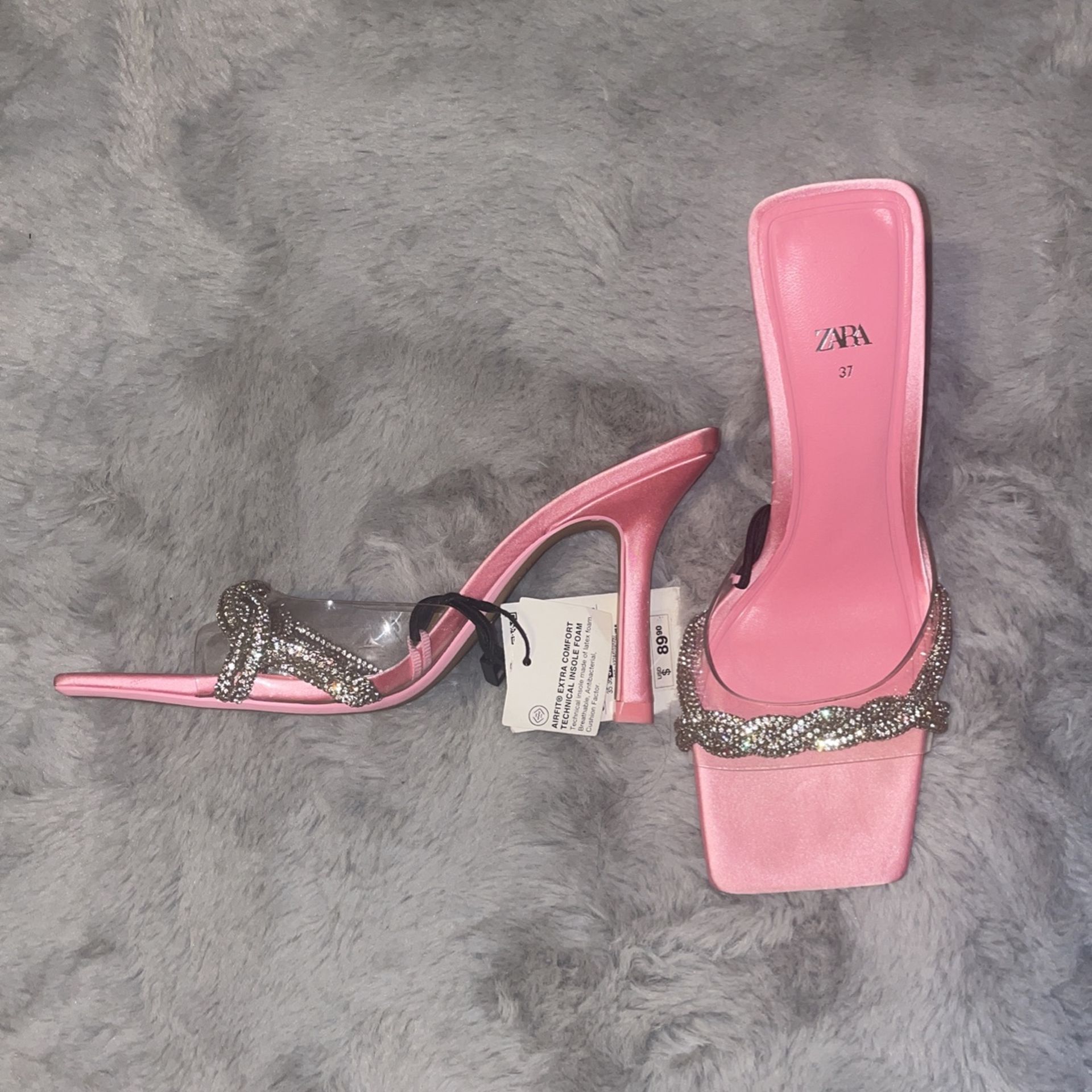 Pink Satin Zara Heels