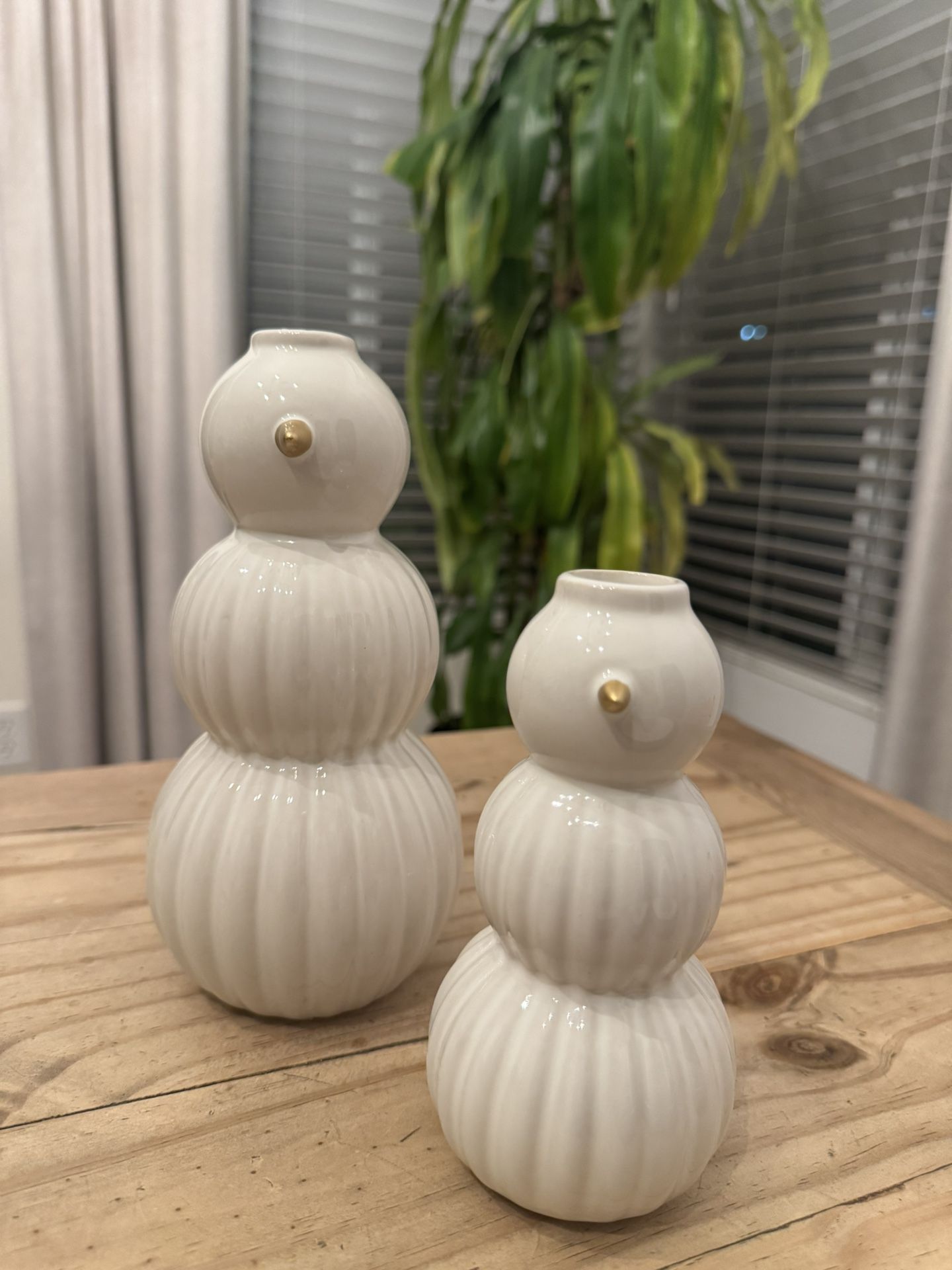 Snowman Candle Holder Set