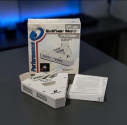 PS1 MultiPlayer Adapter PERFORMANCE Multitap Sony PlayStation 1 Complete In Box With Inserts. The PS1 MultiPlayer Adapter PERFORMANCE Multitap is a wh