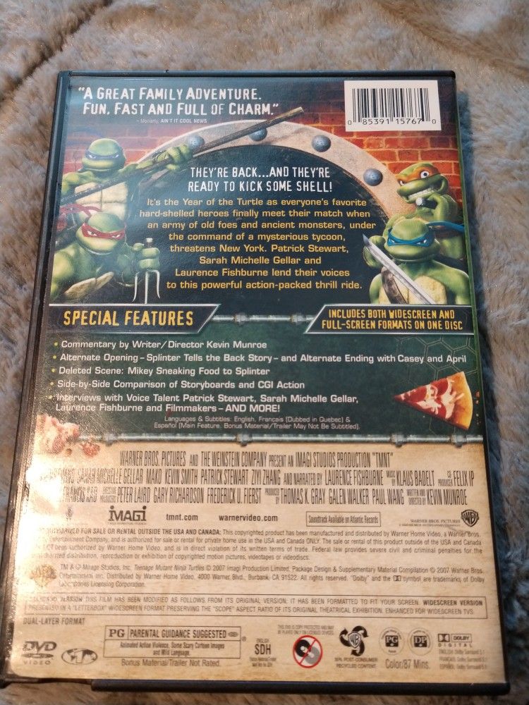 TMNT DVD 2007 Standard/Widescreen (Arlington)(Read Before