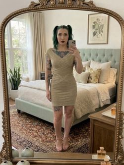 Doll and Company Gold Metallic Bandage Bodycon Size Small