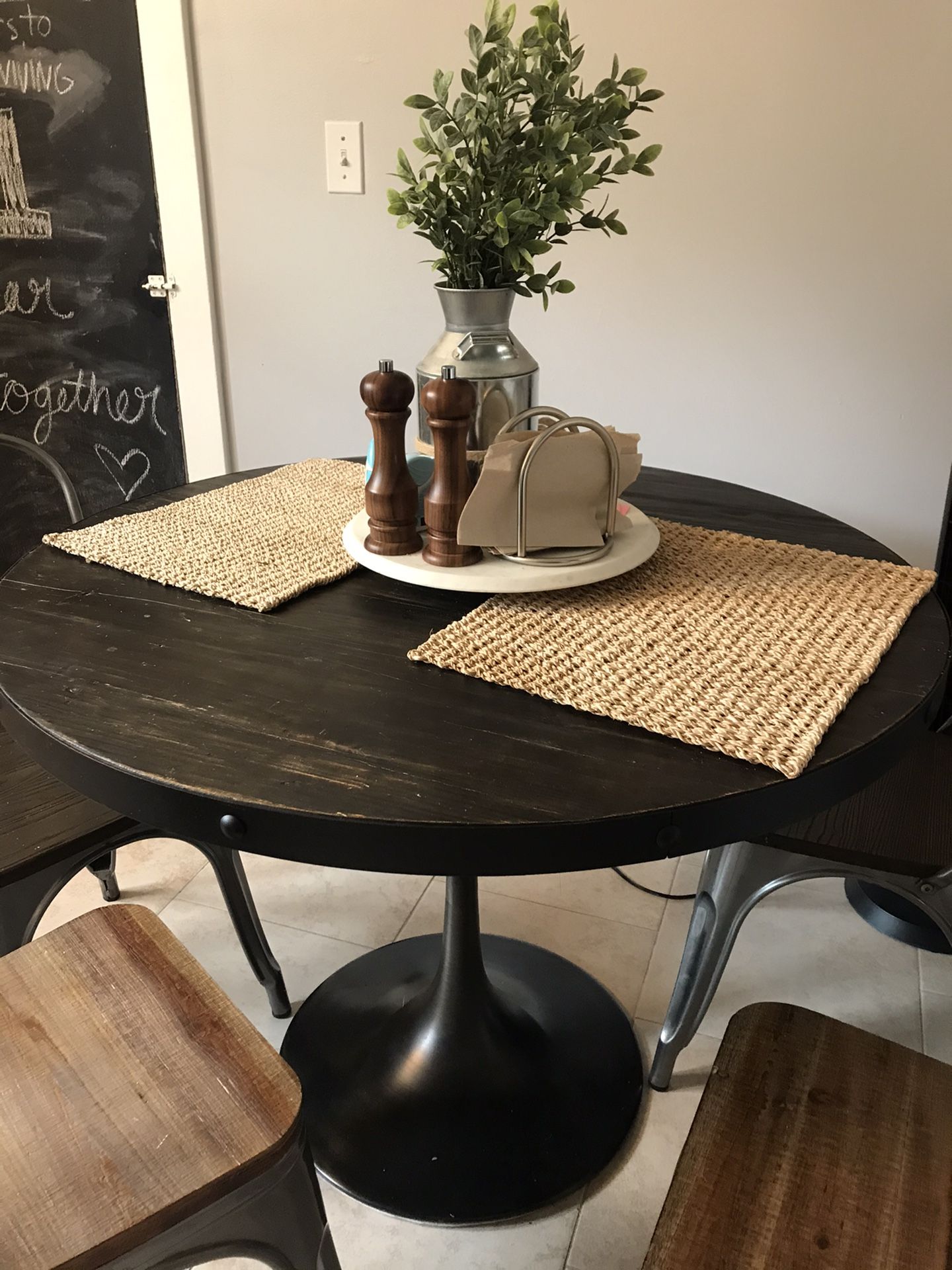 Rustic round dining table