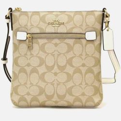 Coach Mini Rowan File Bag Crossbody In Signature Canvas Light Khaki Chalk CF340