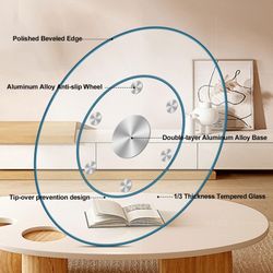 30" Large Tempered Glass Lazy Susan Turntable - Silent & Smooth Swivel Serving Plate for Dining Table Centerpiece for Family Gatherings, Banquets, and