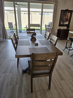 Retreat Trestle Dining Table + 8x Ladderback Padded Side Chairs FREE Polish