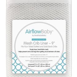 AirflowBaby Mesh Crib Liner - Essential Collection - White 9”
