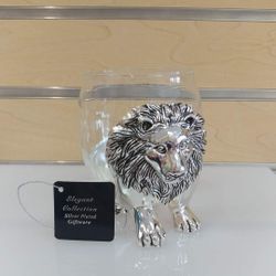 Lion _ Glass Cup / Mug / Holder / Display - $9.99 ( NEW ) silver plated