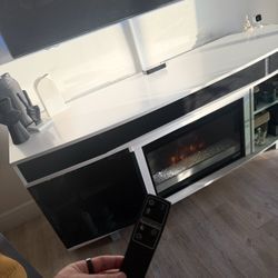 TV Stand With Fire And Speakers. 