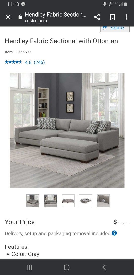 Costco clearance hendley sectional