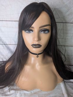 Long Brown Wig W/Bangs