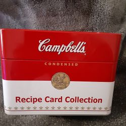 Campbell's Recipe Card Collection Tin Box w/ Campbell's Soups Recipes + Blanks


