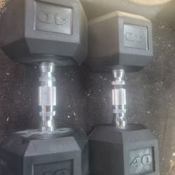 2 (Brand New) 40 Lbs / Pound Rubberized Dumbbells