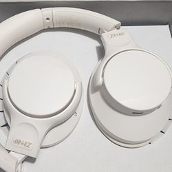 ZIHNIC Active Noise Cancelling Headphons, 60H Playtime Wireless Bluetooth Headset Low Latency-Milky White
