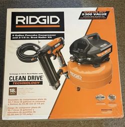 6 Ridged Milwaukee Dewalt Pancake Air Compressor and Pneumatic 18-Gauge 2-1/8 in. Brad Nailer