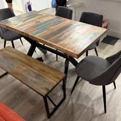 Dining Table, 4 Chairs And Bench 