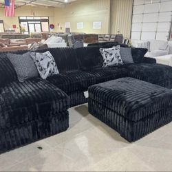 MIDNIGHT-MADNESS ONYX 3 PIECE DOUBLE CHAISE SECTIONAL