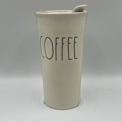 Rae Dunn “COFFEE “ Travel Tumbler Mug 16 Ounce Ceramic With Lid New