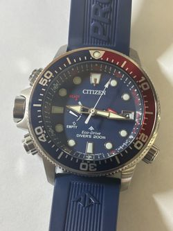 Citizen Eco-Drive Promaster Blue Dial Dive Watch Depth Meter blue rubber band