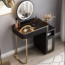 Makeup Vanity Black With LED mirror And Cabinet [NEW]