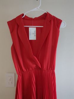 Vintage Pleated Red Dress