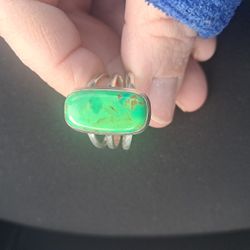 .925 Silver Silver Turquoise Ring With A Touch Of Tiger Eye 