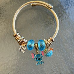 Sitting Baby Stitch Charm Bracelet New