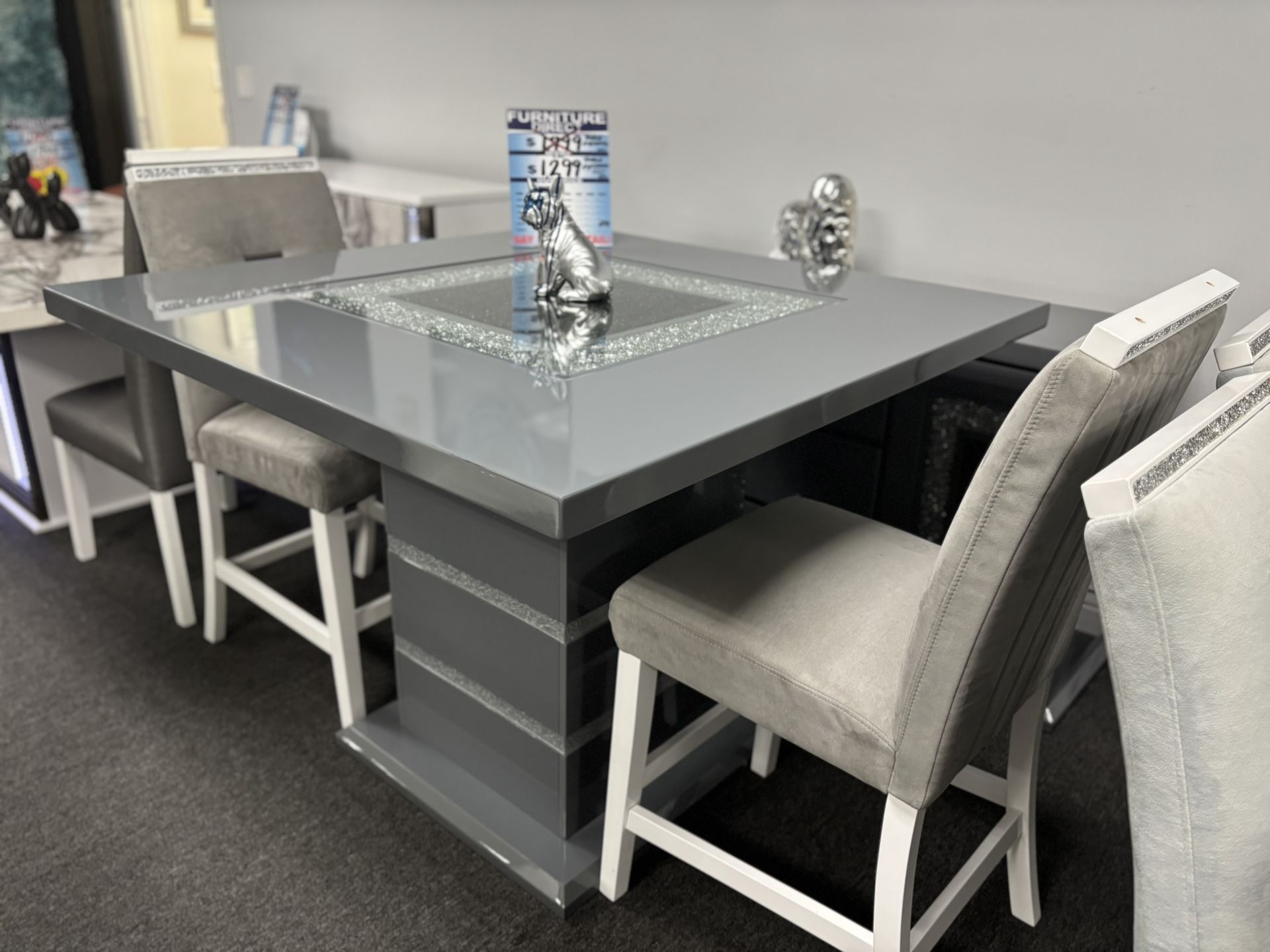 Gray Bar Table W/4 Free Bar Stools For Sale ( We Deliver)
