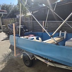 16 Foot Aluminum Boat With Trailer And Motor. 