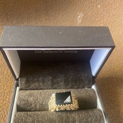 14k Gold Black Ring For Men