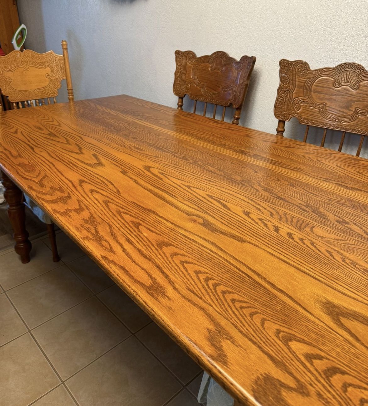 Oak Dining Table + 6 Chairs