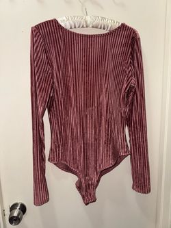 Ribbed Velvet Long Sleeve Bodysuit