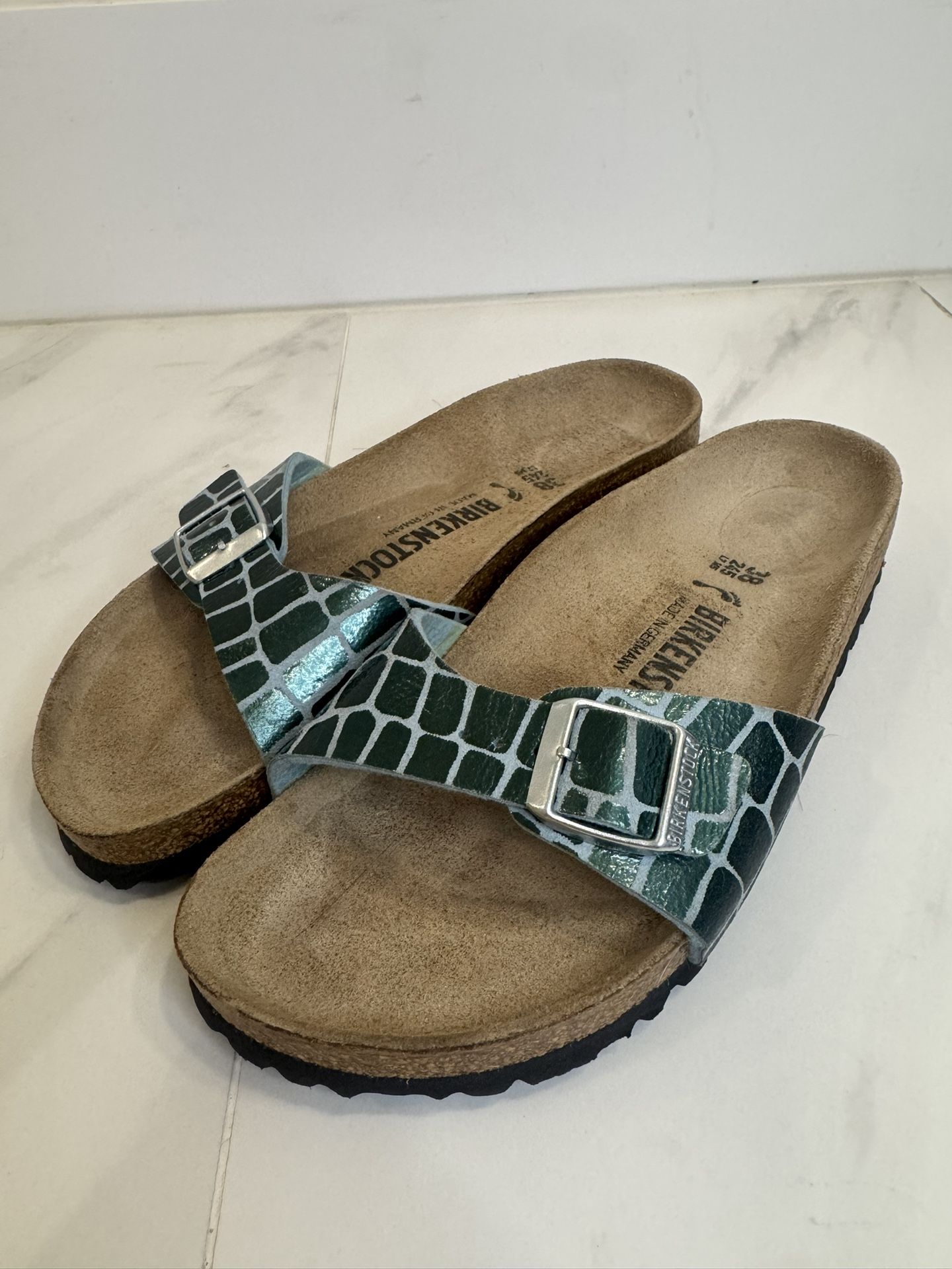 Birkenstock Madrid Big Buckle Women's Sandal Green Green/Gator Gleam Size 38 W7
