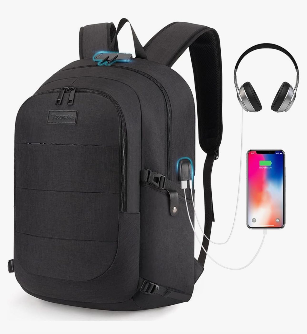 (775) Travel Laptop Backpack Water Resistant Anti-Theft Bag with USB Charging Port and Lock 15.6 Inch Computer Business Backpacks for Women Men Work C